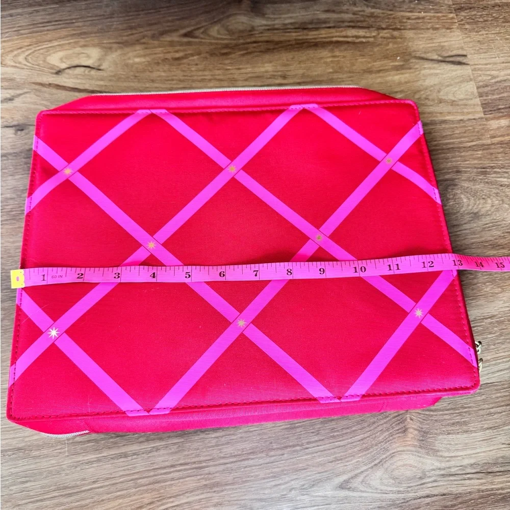 Estee Lauder Red Train Case Cosmetic Makeup Bow Handle NWT